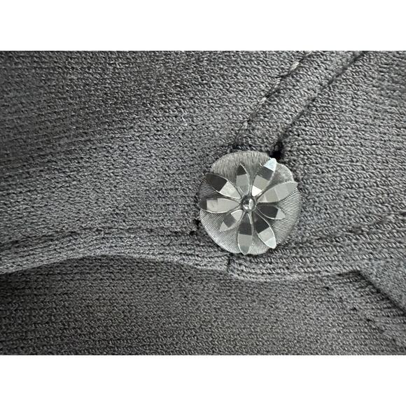 New St John Caviar Black Jacket Cropped Women’s Sparkle Button Flower Size 12 - Picture 6 of 10